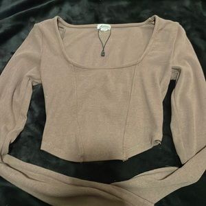 Garage brown long sleeve corset top!